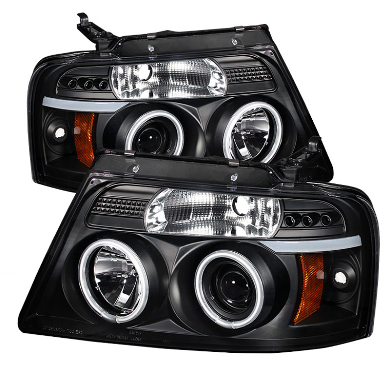 SPYDER 5030085 | Spyder Ford F150 Version 2 CCFL LED ( Replaceable LEDs ) Projector Headlights - Black - (PRO-YD-FF15004-CCFL-G2-BK); 2004-2008