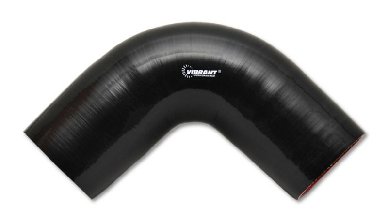 Vibrant 2859 | 4 Ply Reinforced Silicone Elbow Connector - 5in ID x 4in Leg 90 Deg Elbow (BLACK)