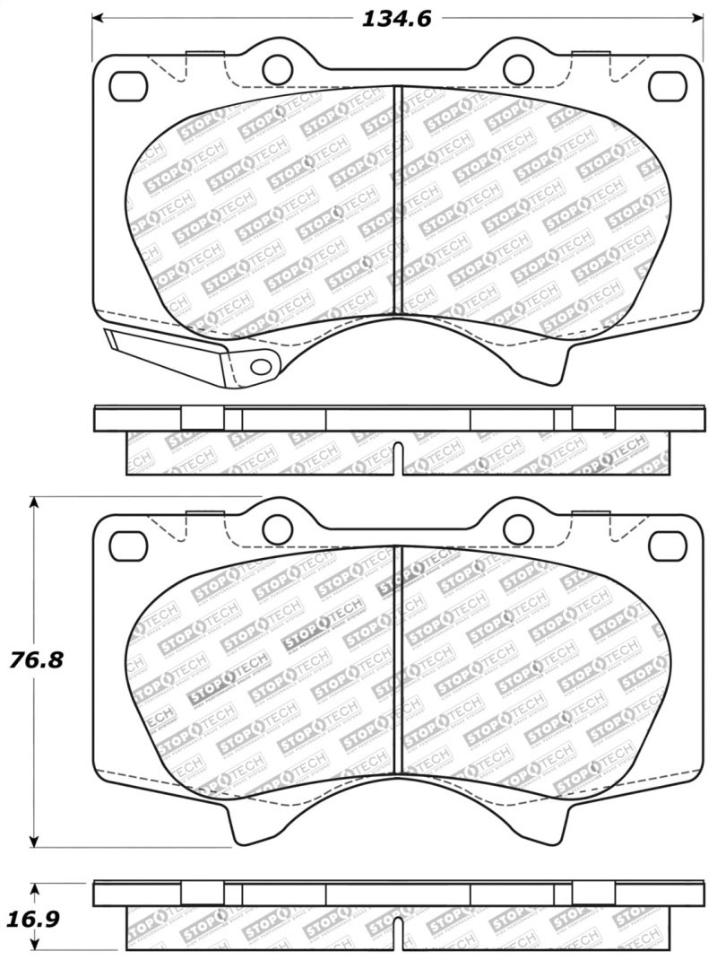 Stoptech 309.09760 | StopTech Sport Brake Pads Toyota Hilux Rim 6 bolts, Front; 2016-2016