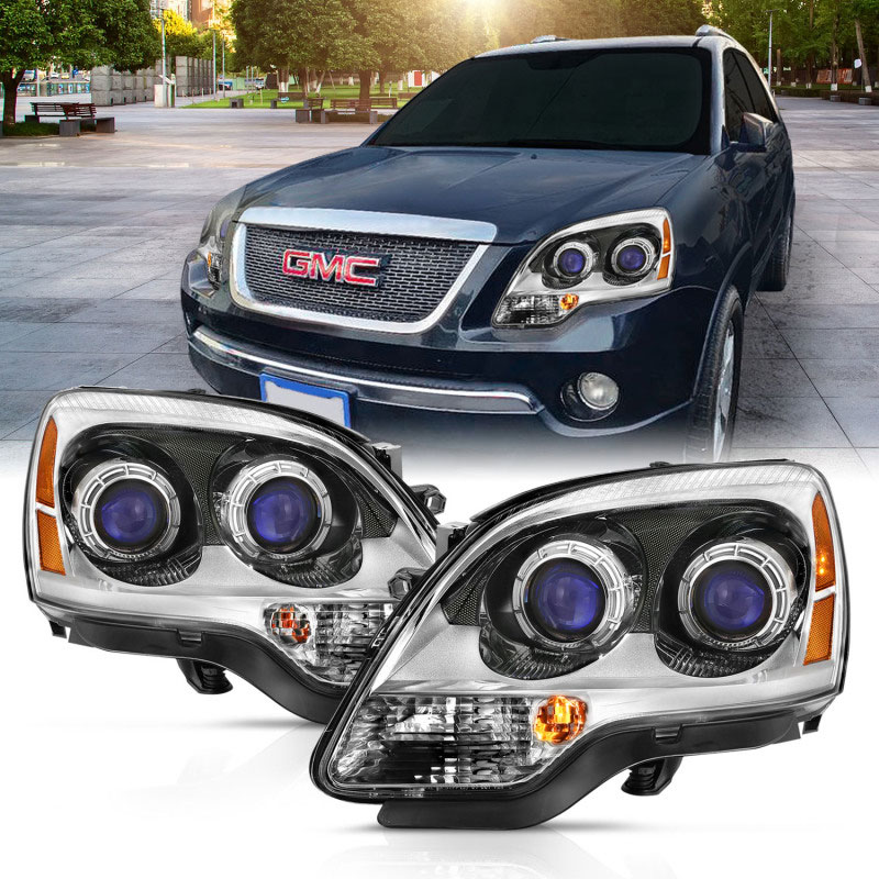 ANZO 111476 | 2007-2008 Gmc Acadia Crystal Headlight Chrome Amber(OE); 2007-2008