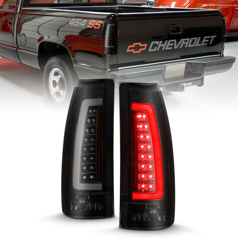 ANZO 311345 | 1999-2000 Cadillac Escalade LED Taillights Black Housing Smoke Lens Pair; 1999-2000