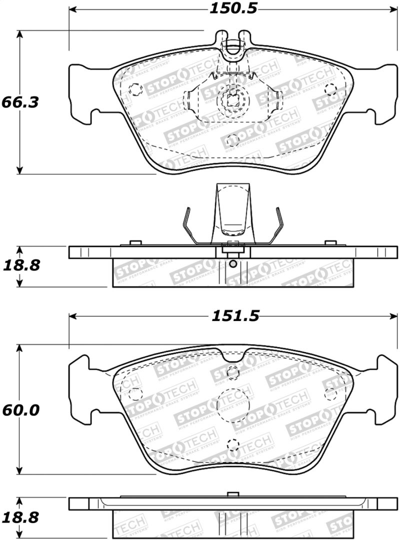 Stoptech 308.07100 | StopTech Street Brake Pads Mercedes-Benz SLK200, Front; 2005-2011