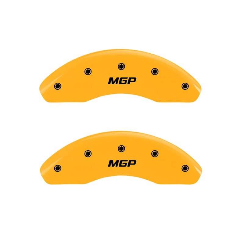 MGP 20208FMGPYL | MGP Front set 2 Caliper Covers Engraved Front MGP Yellow finish black ch; 2009-2019