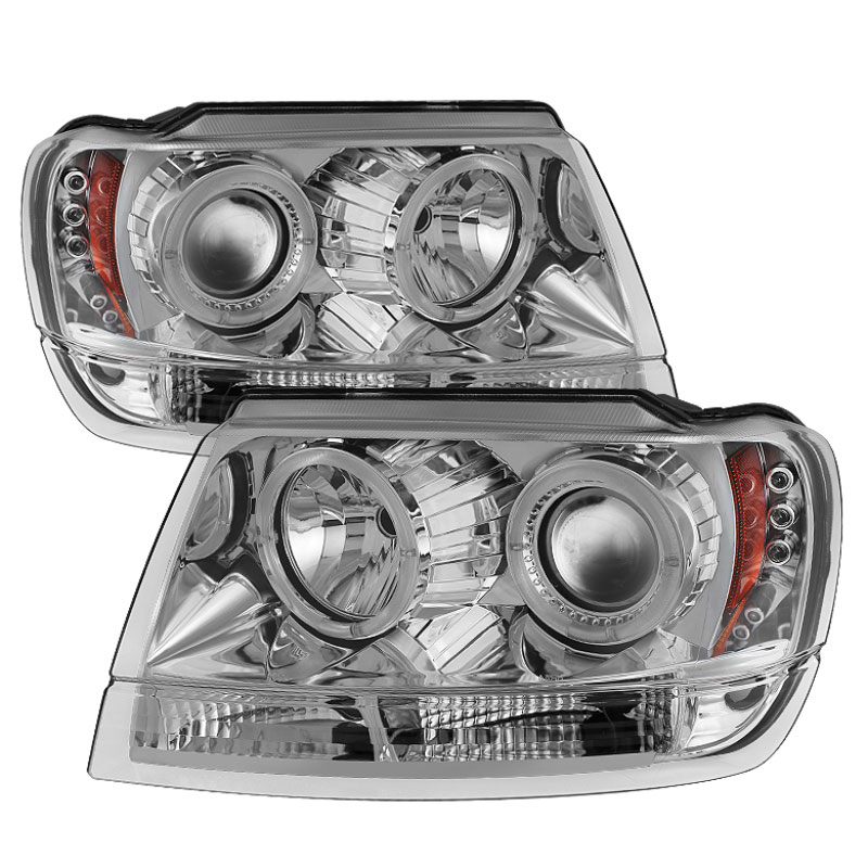 SPYDER 5011152 | Spyder Jeep Grand Cherokee ( Non Laredo Limited Sport Version ) Halo LED ( Replaceable LEDs ) Projector Headlights - Chrome - (PRO-YD-JGC99-HL-C); 1999-2004