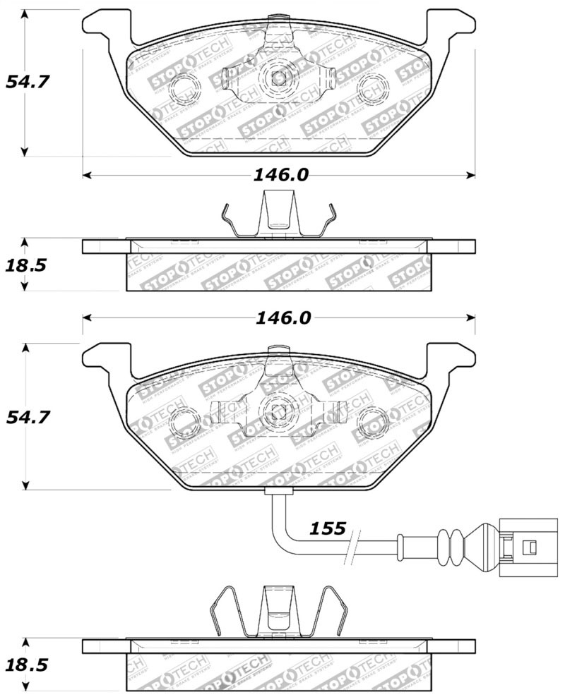 Stoptech 309.07681 | StopTech Sport Brake Pads Volkswagen Beetle Cabrio, Front; 2010-2011