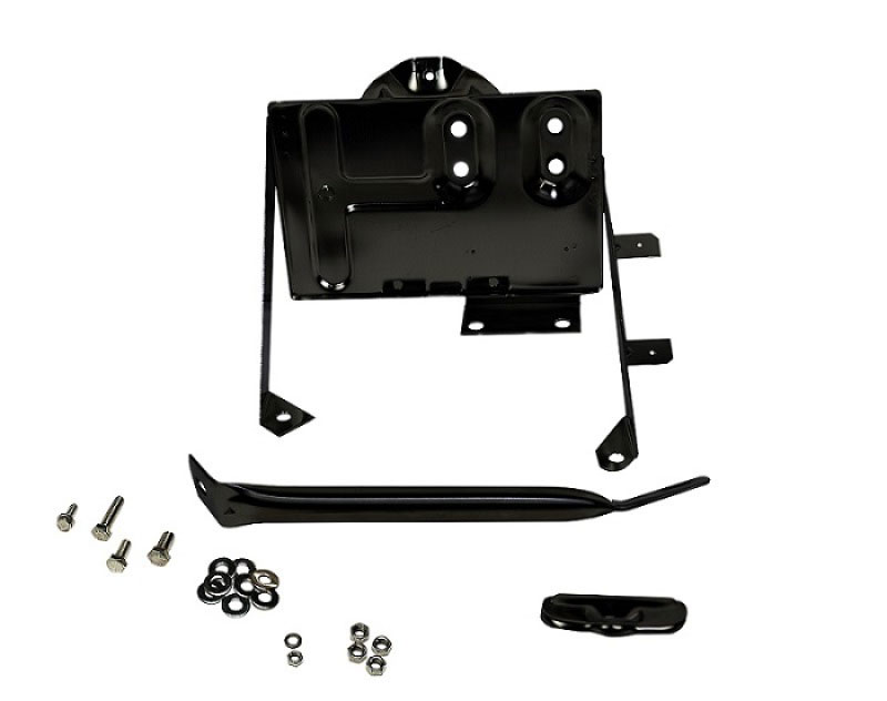 Kentrol 50498 | 76-86 Jeep CJ Battery Tray with support arm - Powdercoat Black; 1976-1986