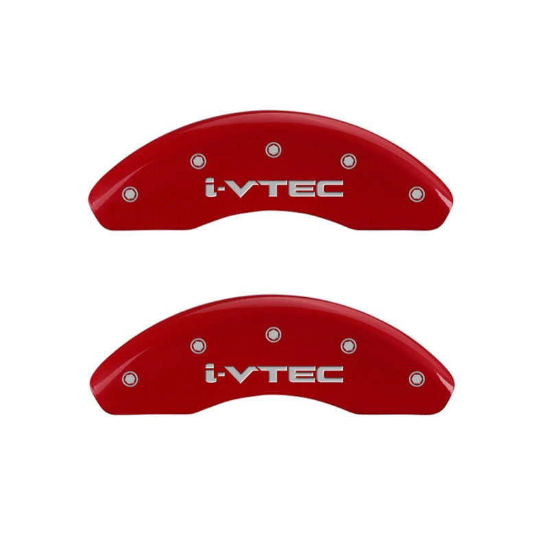 MGP 20208FIVTRD | Front set 2 Caliper Covers Engraved Front i-Vtec Red finish silver ch; 2009-2019