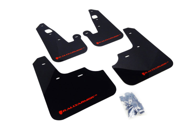 Rally Armor mf8-ur-blk/rd | 2007+ Mitsubishi Lancer (doesnt fit Sportback) UR Black Mud Flap w/ Red Logo; 2007-2021