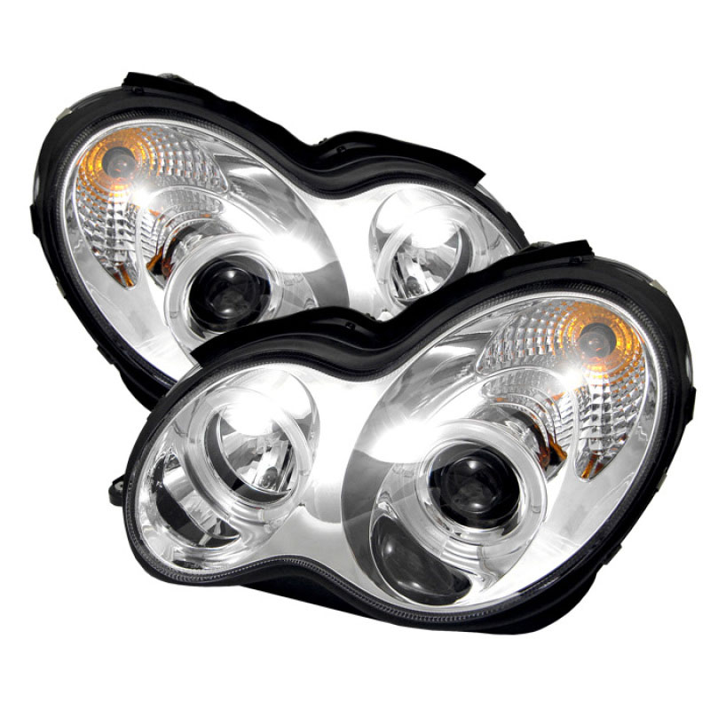 SPYDER 5011268 | Spyder Mercedes Benz W203 C-Class ( 4 Door Only ) Halo Projector Headlights - Chrome - (PRO-YD-MBW203-HL-C); 2001-2005