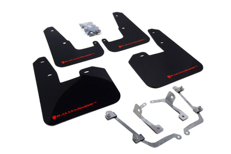 Rally Armor mf15-ur-blk/rd | V2 08-11 STI (hatch only) / 11 WRX (hatch only) UR Black Mud Flap w/ Red Logo; 2008-2011