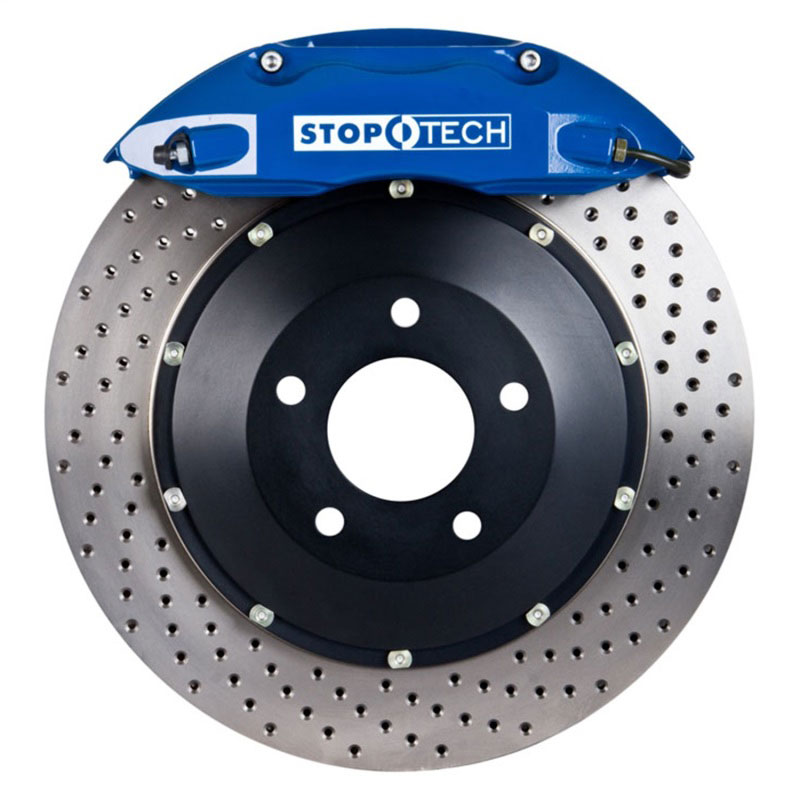 Stoptech 83.893.4300.22 | StopTech Volkswagen Jetta Big Brake Kit ST-40 Blue Calipers & 2-Piece No Coating Drilled Rotors, Front; 2005-2012