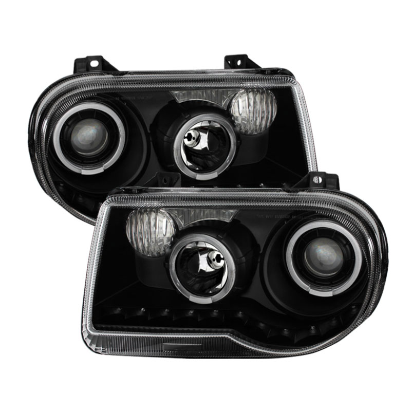 SPYDER 9027734 | Xtune Chrysler 300C 05-10 ( Not 300 ) Halo Projector Headlights Black PRO-JH-C300C-LED-BK; 2005-2010