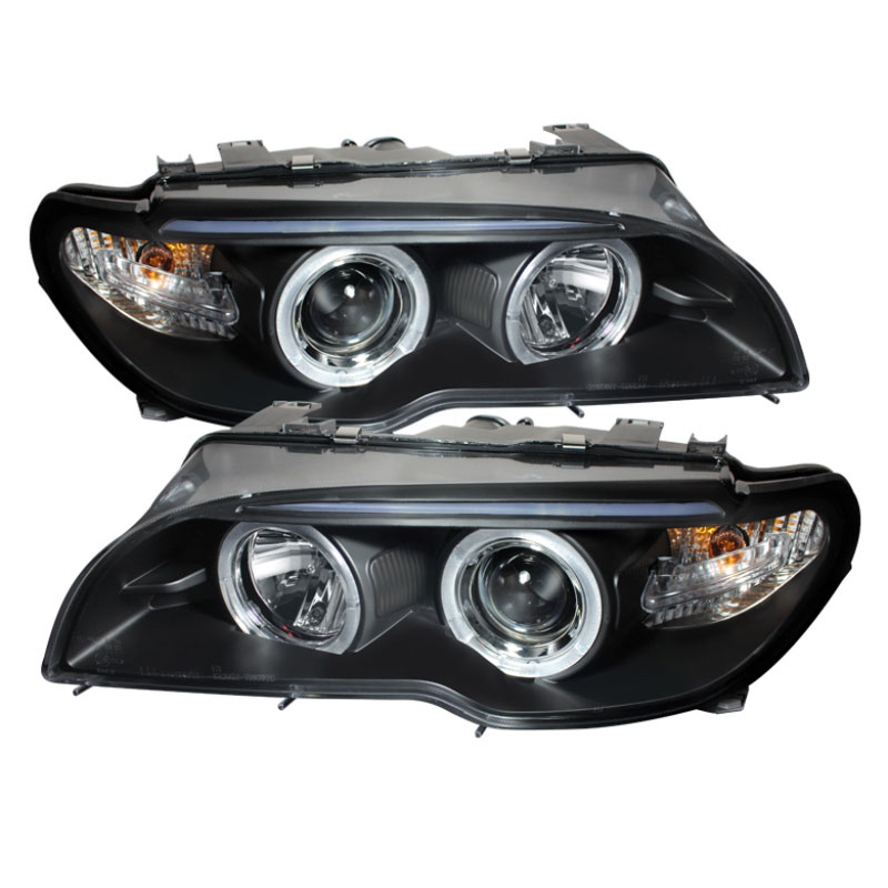 SPYDER 5077141 | Spyder BMW E46 3 SERIES 2 DR Projector Headlight - Halogen Model Only ( Not Compatible With Xenon/HID Model ) - LED Halo - Black - High H1 (Included) - Low H7 (Included); 2004-2006