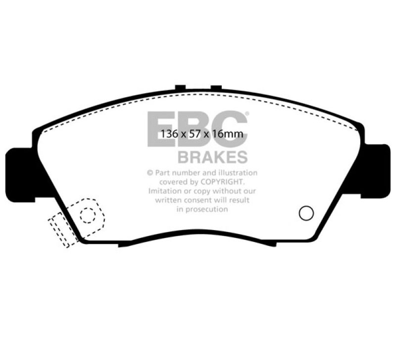 EBC dp2891 | 12 Acura ILX 1.5 Hybrid Greenstuff Front Brake Pads; 2012-2012