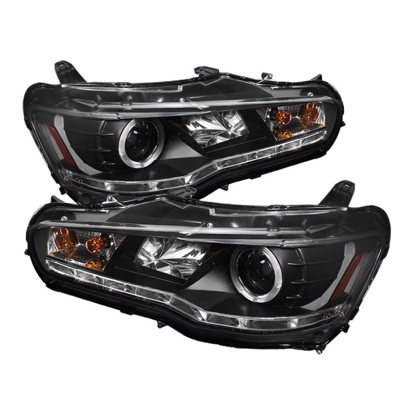 SPYDER 5042231 | Spyder Mitsubishi Lancer / EVO-10 ( HID Type ) DRL LED Projector Headlights - Black - (PRO-YD-ML08-HID-DRL-BK); 2008-2013