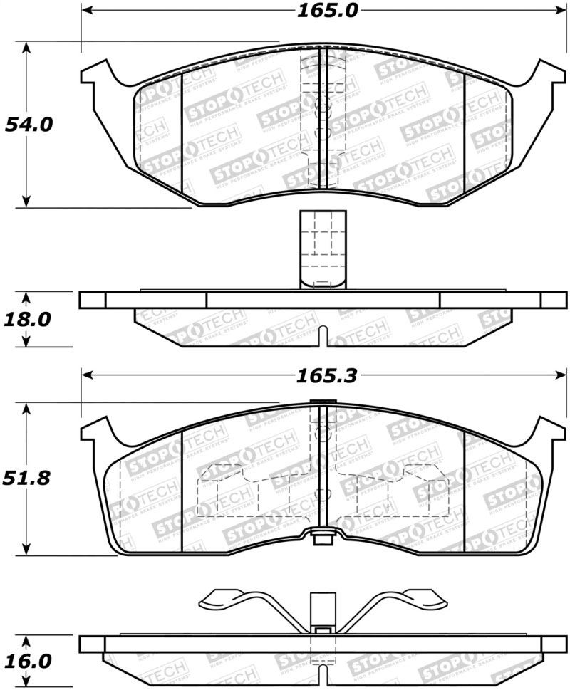 Stoptech 308.05910 | StopTech Street Brake Pads Plymouth Grand Voyager, Front; 1996-2000