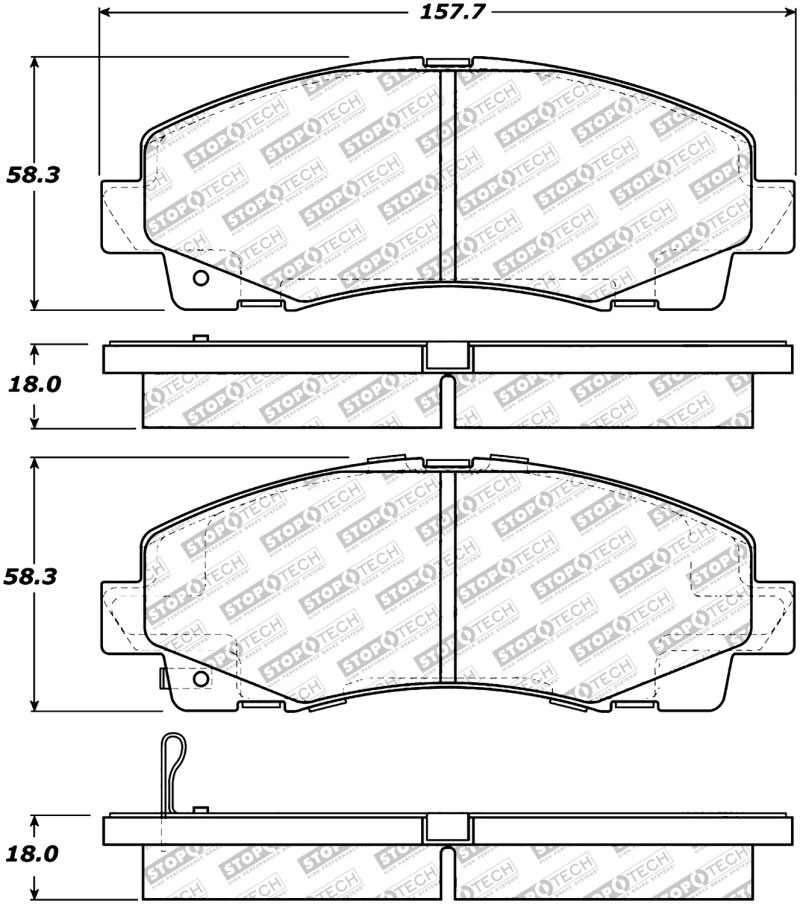 Stoptech 305.11020 | StopTech Street Select Brake Pads Honda Ridgeline, Front; 2006-2011