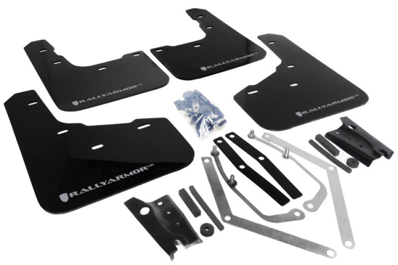 Rally Armor mf29-ur-blk/sil | 13+ Ford Fiesta ST Black Mud Flap w/ Silver Logo; 2013-2015