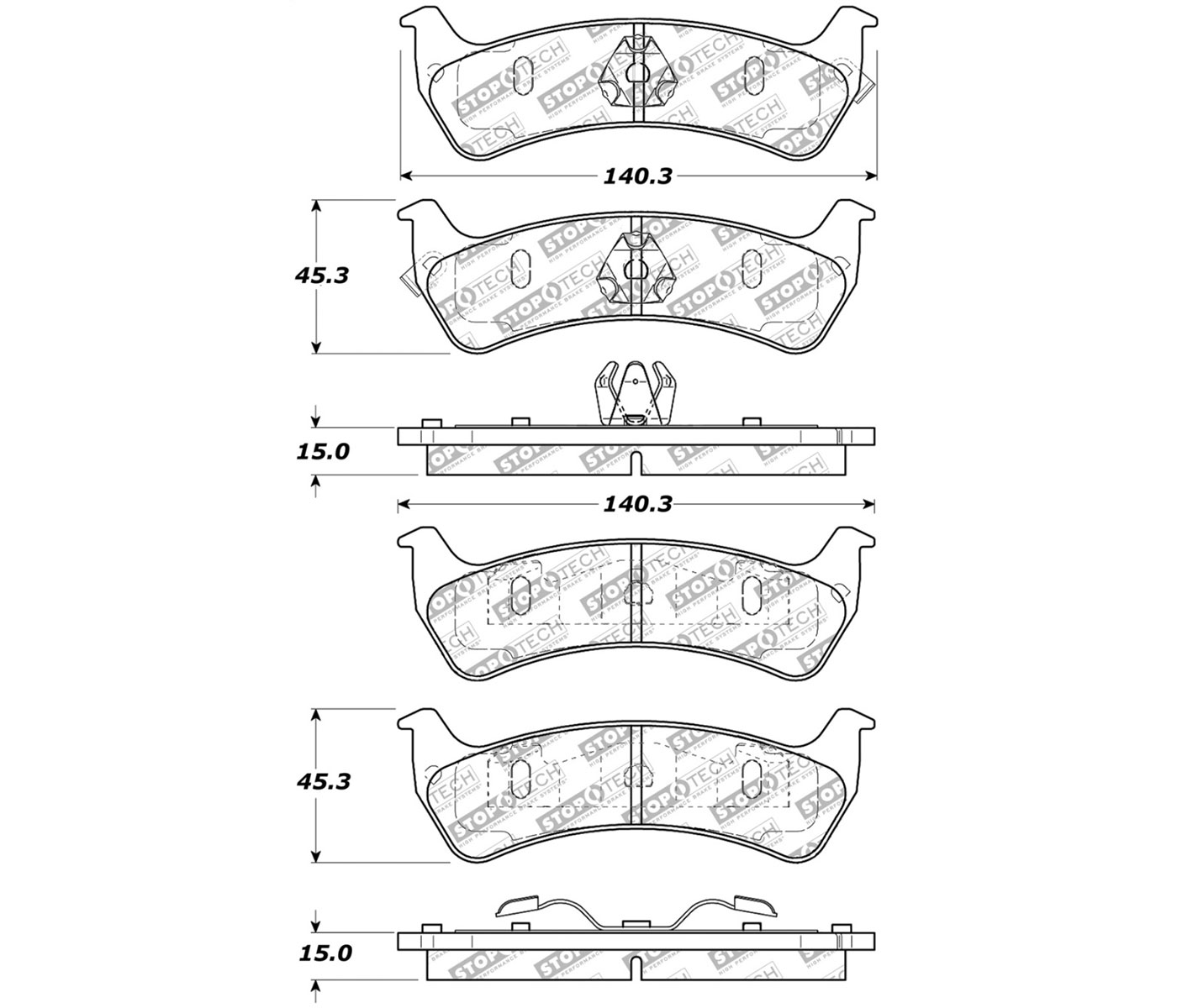 Stoptech 305.06250 | StopTech Street Select Brake Pads Jeep Grand Wagoneer, Rear; 1993-1993