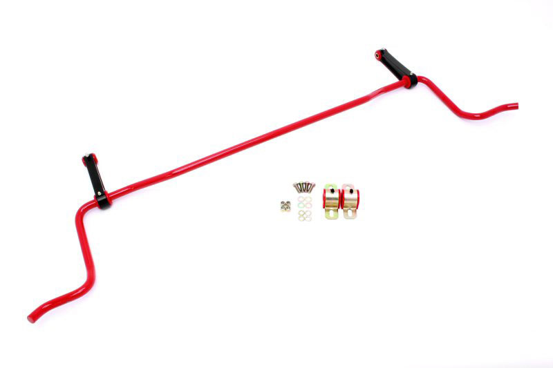 BMR Suspension SB023R | BMR Rear Solid 22mm Swaybar Swaybar with mounting bushings and billet end links - Mustang V8 Red; 2005-2010