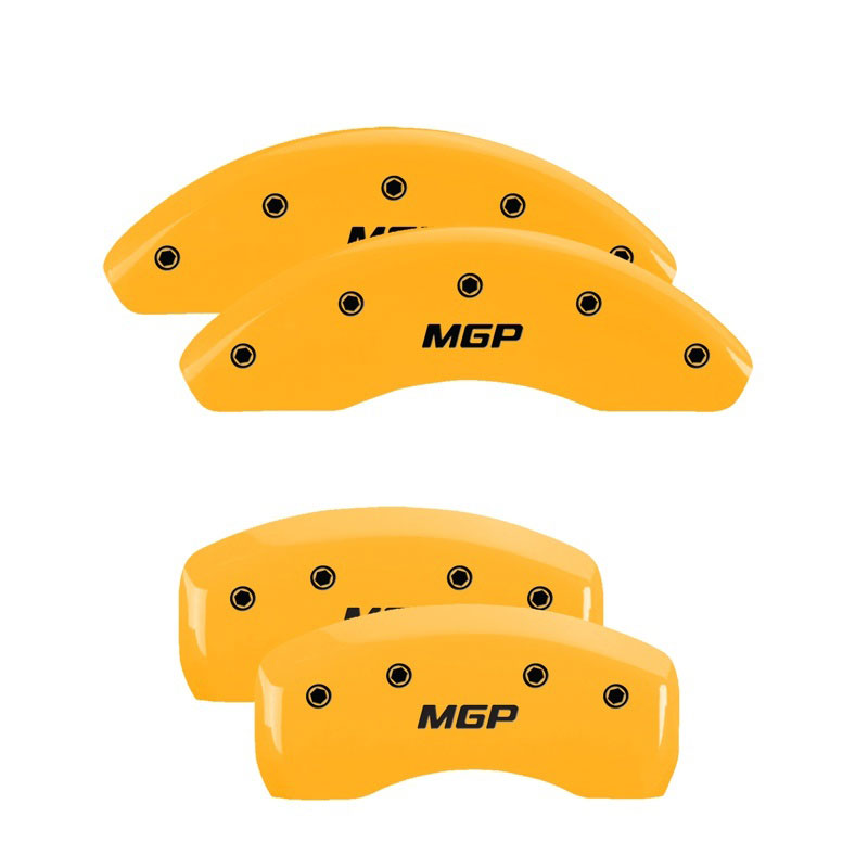 MGP 28175SMGPYL | MGP 4 Caliper Covers Engraved Front & Rear MGP Yellow finish black ch; 2015-2015