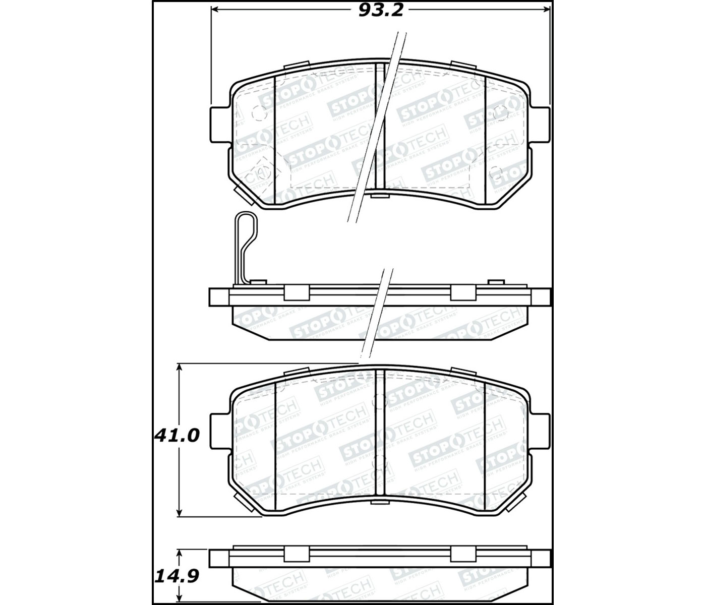 Stoptech 308.11570 | StopTech Street Brake Pads Kia Rio, Rear; 2006-2011