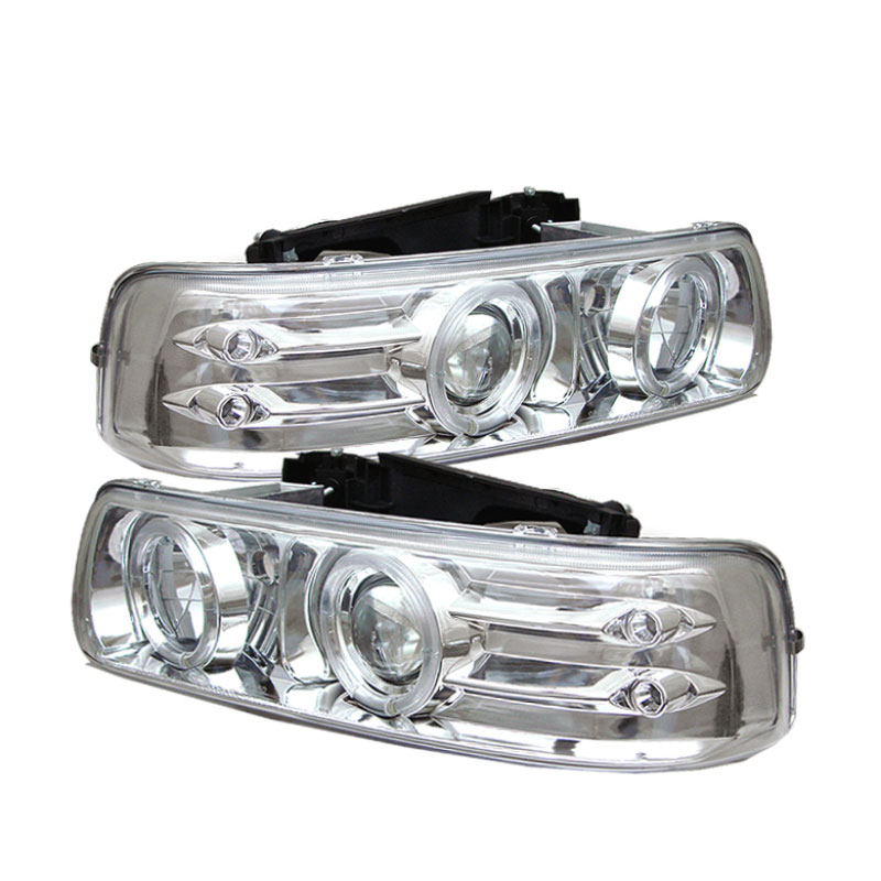 SPYDER 5009609 | Spyder Chevrolet Suburban 1500/2500 Halo LED ( Replaceable LEDs ) Projector Headlights - Chrome - (PRO-YD-CS99-HL-C); 2000-2006