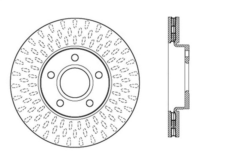 Stoptech 128.61100R | StopTech Volvo C30 Sport Cross Drilled Brake Rotor, Front Right; 2012-2013