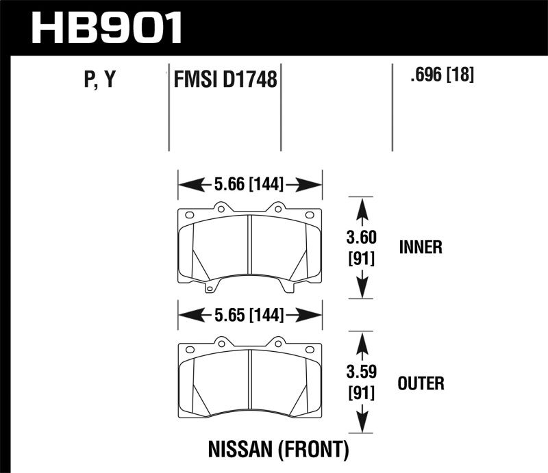 Hawk Performance hb901y696 | Hawk 12-16 Nissan Patrol Latin America LTS Street Brake Pads - Front; 2012-2016