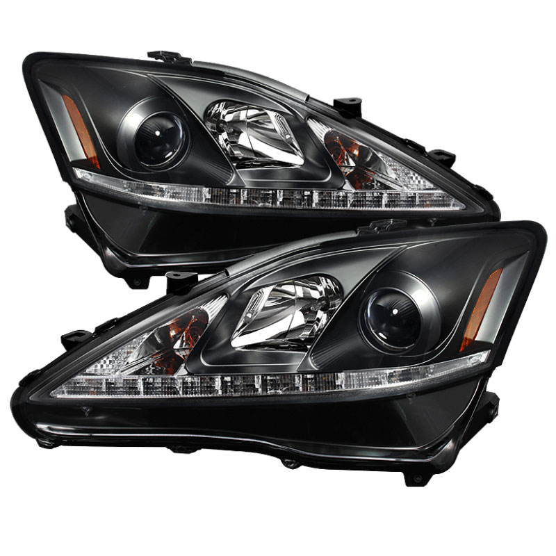 SPYDER 5080059 | Spyder Lexus IS 250/350 Projector Headlights - DRL - Black - (PRO-YD-LIS06-DRL-BK); 2006-2010