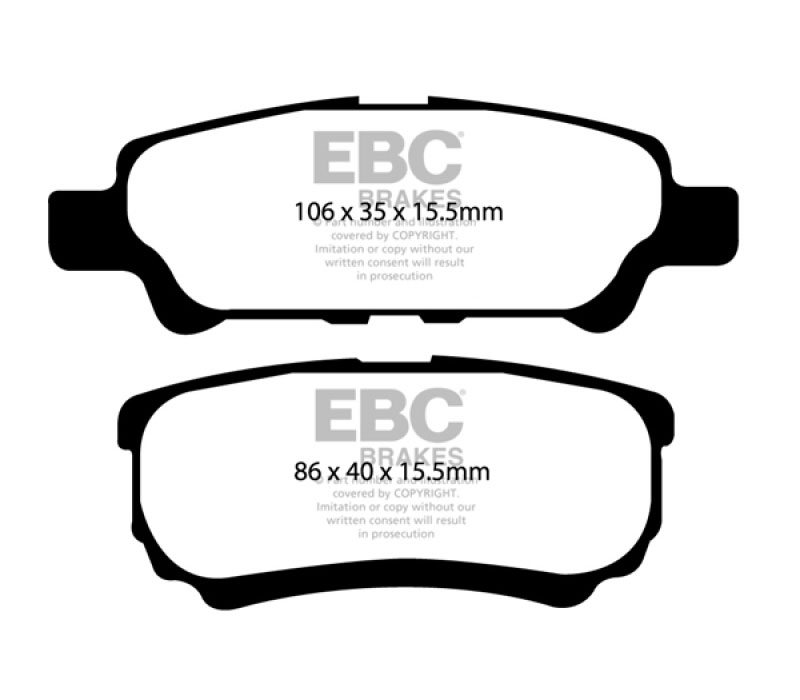 EBC ed91563 | 06-12 Dodge Caliber 2.4 Extra Duty Rear Brake Pads; 2006-2012