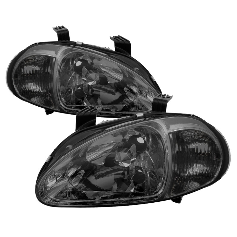 SPYDER 5013439 | xTune Honda Del Sol 1PC Crystal Headlights - Black; 1993-1997