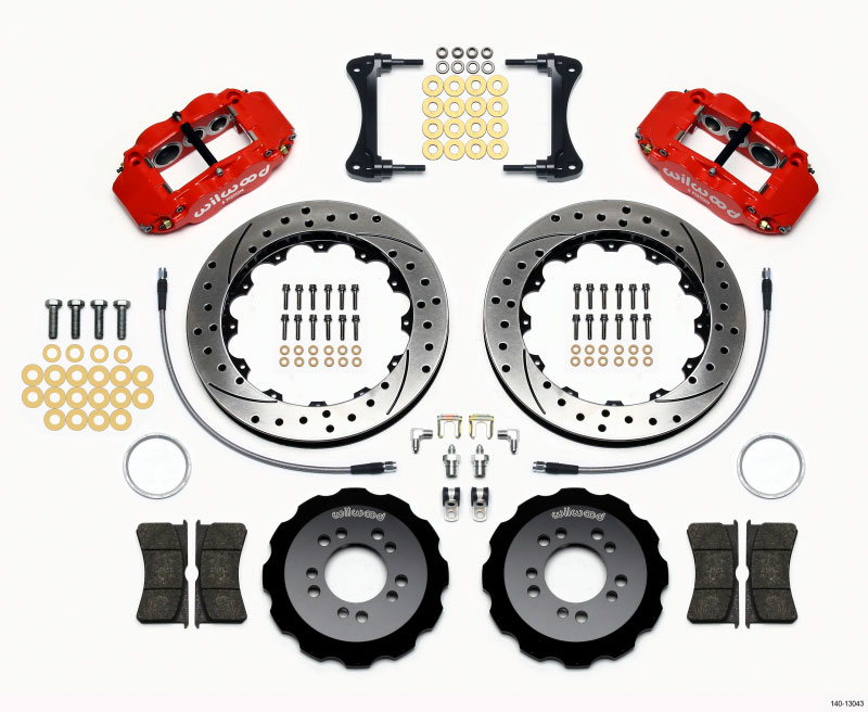 Wilwood 140-13043-dr | Narrow Superlite 6R Front Hat Kit 13.06in Drilled Red 2008-up Hyundai Genesis Coupe w/Lines; 2008-2021