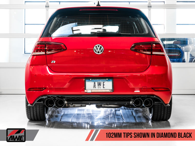 AWE Tuning 3025-43070 | MK7.5 Golf R SwitchPath Exhaust w/Diamond Black Tips 102mm; 2018-2022