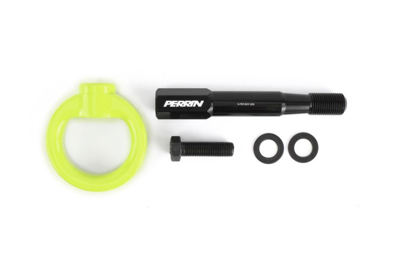 Perrin Performance psp-bdy-232ny | Perrin 15-17 Subaru WRX/STI Tow Hook Kit (Front) - Neon Yellow; 2015-2017