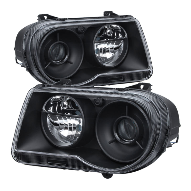 SPYDER 9026584 | Xtune Chrysler 300C w/ Halogen Projection Style Only 05-10 Headlights Black HD-JH-C300C-BK; 2005-2010