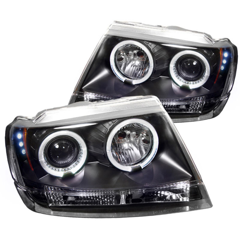 SPYDER 5011145 | Spyder Jeep Grand Cherokee ( Non Laredo Limited Sport Version ) Halo LED ( Replaceable LEDs ) Projector Headlights - Black - (PRO-YD-JGC99-HL-BK); 1999-2004