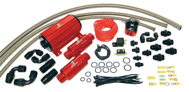 Aeromotive 17242 | A1000 Carbureted Fuel System Complete (Inc 11101 Pump/13204 Reg/Filters/Hose/Etc.)