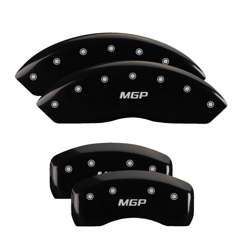 MGP 10007SMGPBK | MGP 4 Caliper Covers Engraved Front & Rear MGP Black finish silver ch; 2014-2017