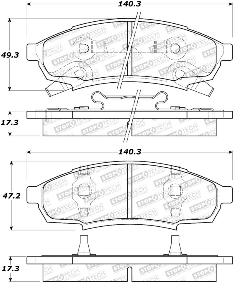 Stoptech 308.03760 | StopTech Street Brake Pads Pontiac Grand Prix, Front; 1988-1996