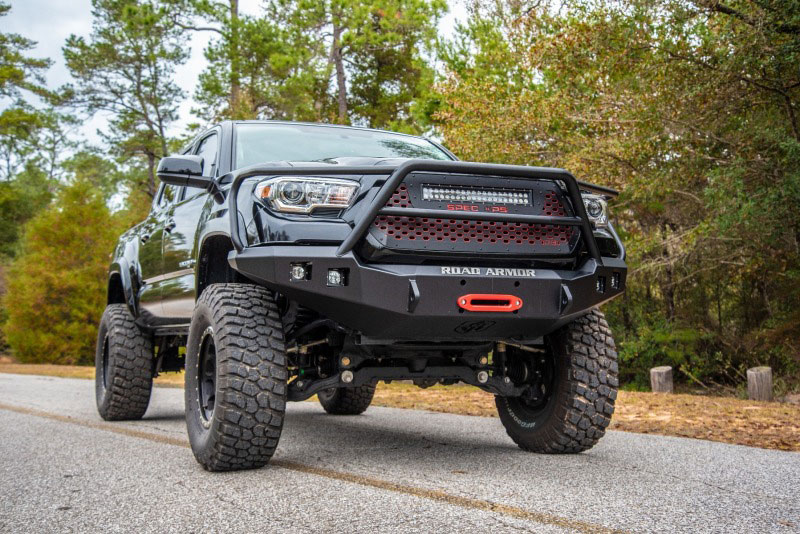 Road Armor 9161f5b | 16-20 Toyota Tacoma Stealth Front Winch Bumper w/Lonestar Guard - Tex Blk; 2016-2020