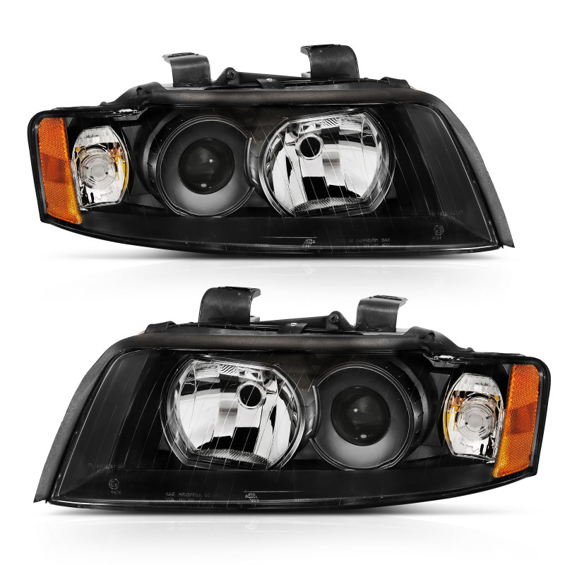 ANZO 121528 | 2002-2005 Audi A4 Projector Headlight Black G2 (Halogen Type); 2002-2005