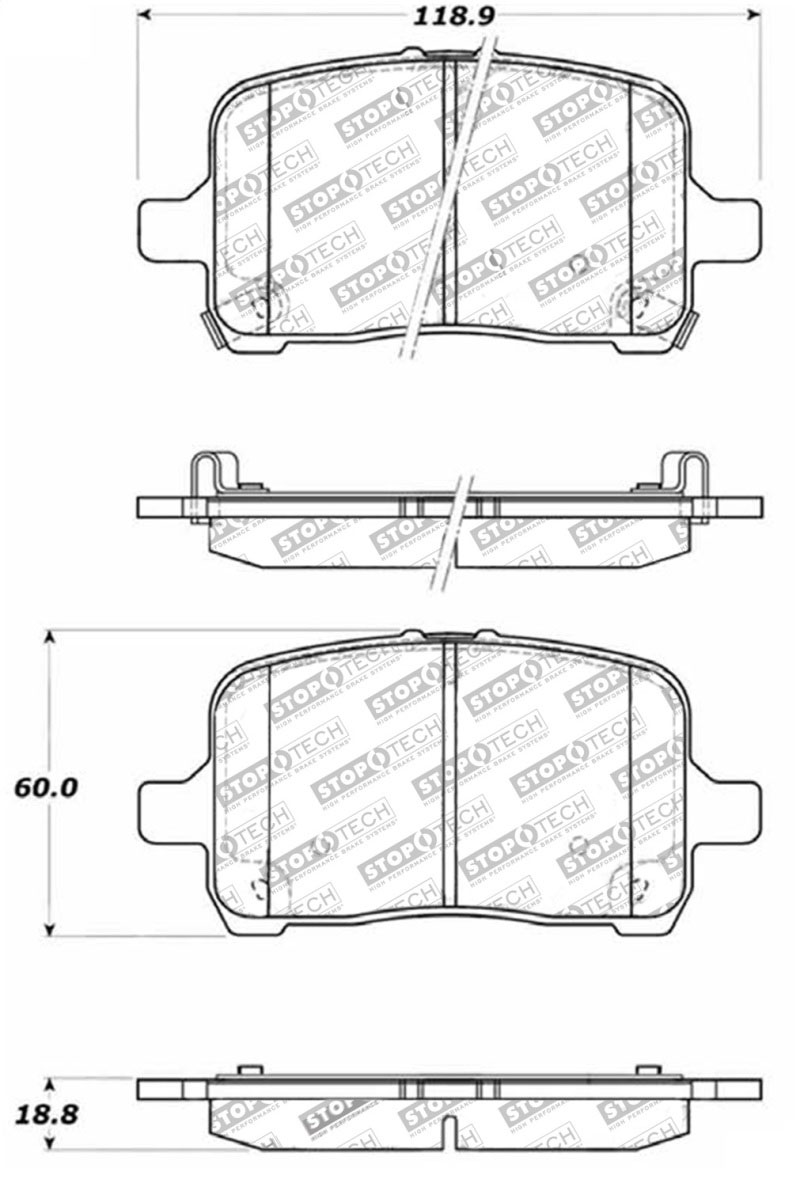 Stoptech 308.10280 | StopTech Street Brake Pads Pontiac G5, Front; 2007-2008