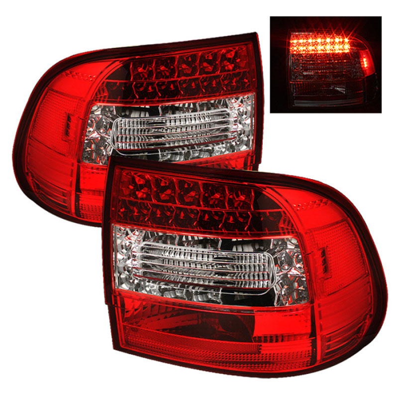 SPYDER 5007087 | Spyder Porsche Cayenne LED Tail Lights - Red Clear - (ALT-YD-PCAY03-LED-RC); 2003-2007