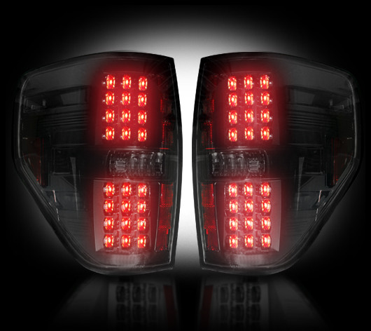 Recon Ford F150 and Raptor Straight Style Side LED TAIL LIGHTS - Smoked -  264168BK