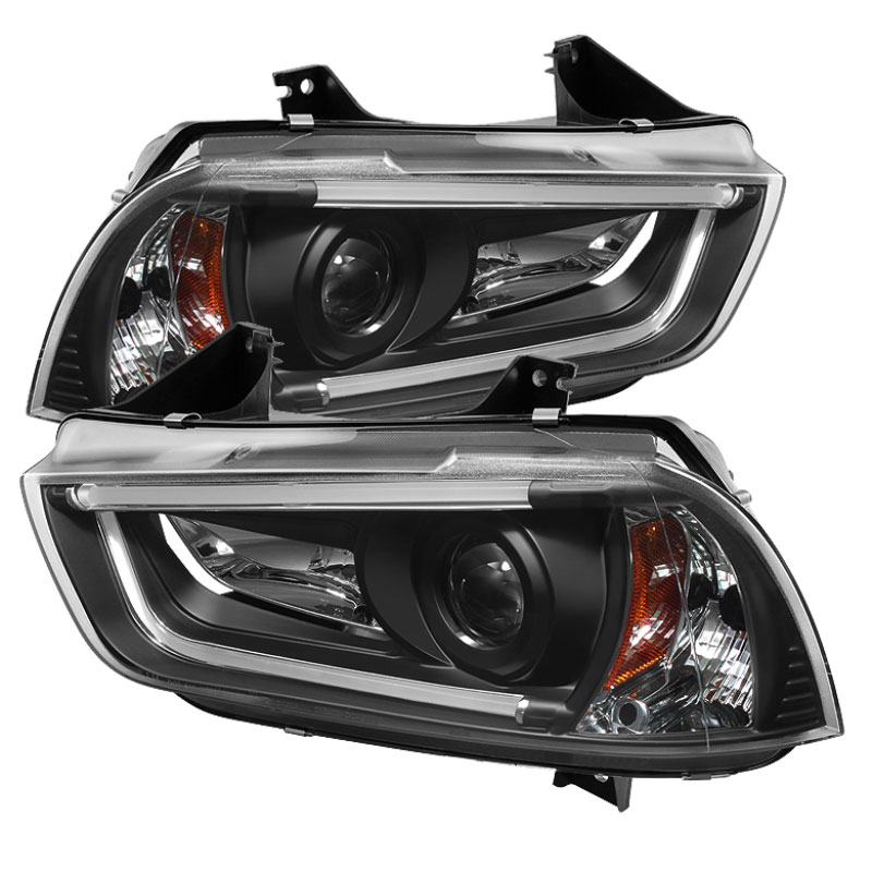 SPYDER 5074201 | Spyder Dodge Charger Projector Headlights - Xenon/HID Model Only (Not Compatible With Halogen Model ) - Light Tube DRL - Black - High H1 (Included) - Low D3S (Not Included); 2011-2013