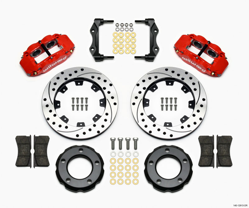 Wilwood 140-12613-dr | Narrow Superlite 4R Front Kit 12.19in Drilled Red 82-86 Jeep CJ; 1982-1986