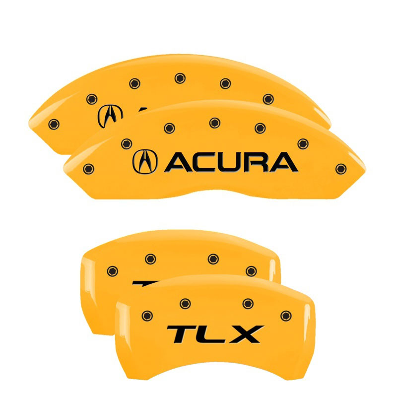 MGP 39018STLXYL | 4 Caliper Covers Engraved Front Acura Engraved Rear TLX Yellow finish black ch; 2018-2019