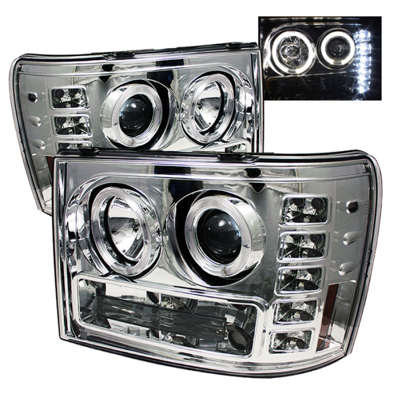 SPYDER 5010612 | Spyder GMC Sierra 2500HD/3500HD Halo LED ( Replaceable LEDs ) Projector Headlights - Chrome - (PRO-YD-GS07-HL-C); 2007-2012