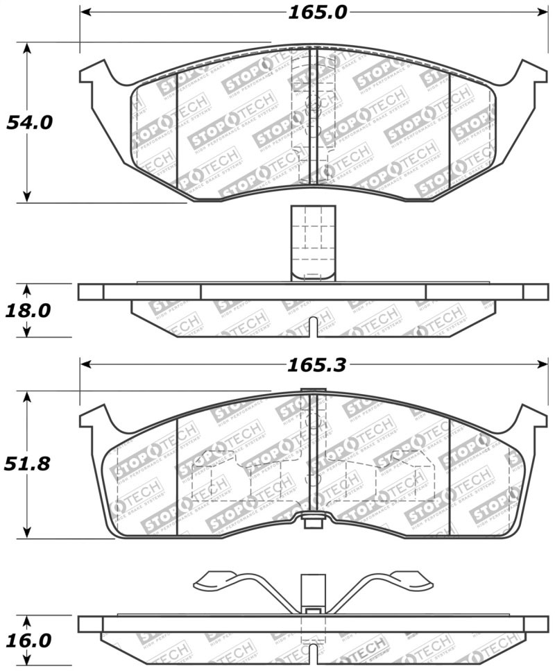 Stoptech 309.05910 | StopTech Sport Brake Pads Plymouth Grand Voyager, Front; 1996-2000